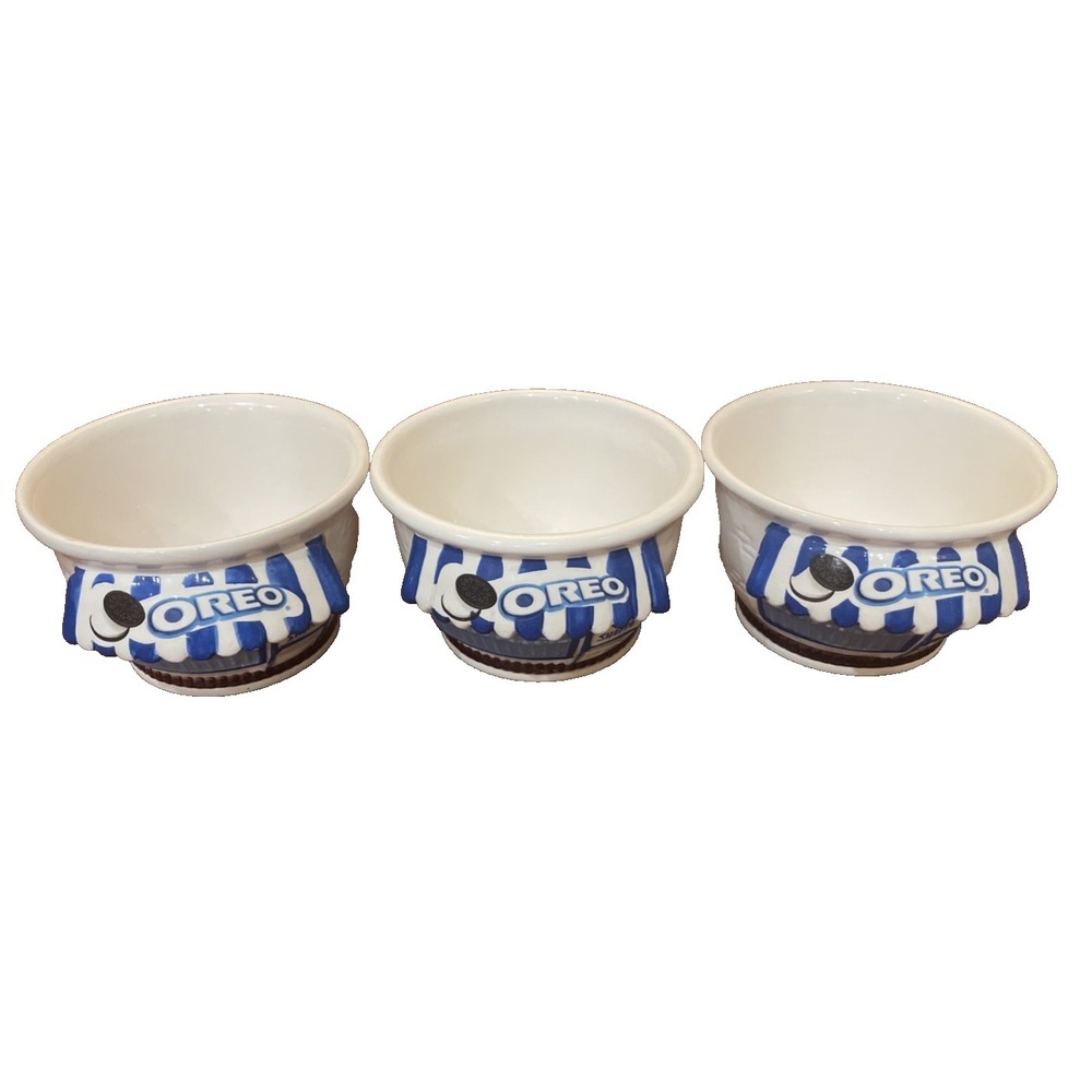 Oreo Ice Cream Shoppe Sundae Bowls Houston Harvest Kraft Foods set of 3 Ceramic